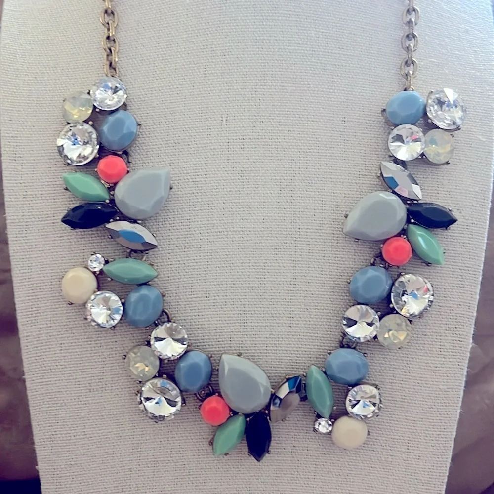 J Crew Elegant Multicolor Beaded Statement Necklace